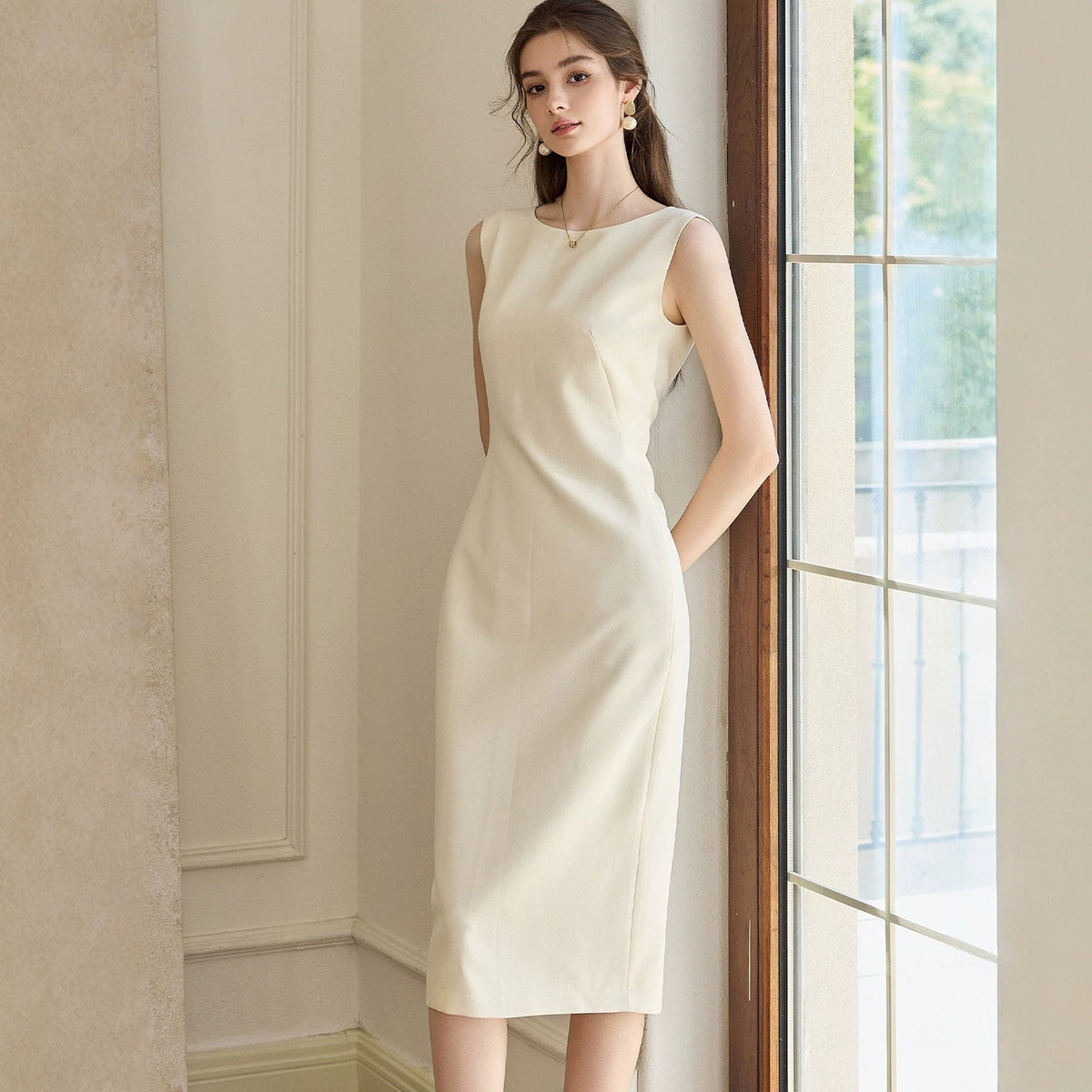 Sleeveless Waist-cinching Dress For Women